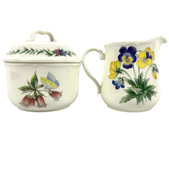 Noritake Conservatory Gala Cuisine 7915 Japan Sugar and Creamer Set-Excellent!